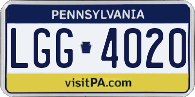 PA license plate LGG4020