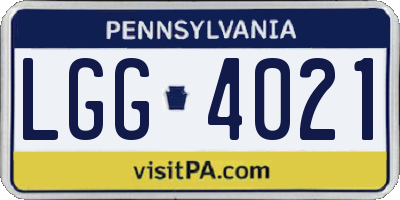 PA license plate LGG4021
