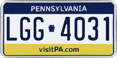 PA license plate LGG4031