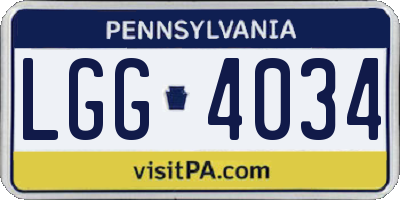 PA license plate LGG4034