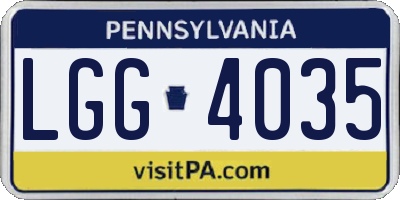 PA license plate LGG4035