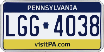 PA license plate LGG4038