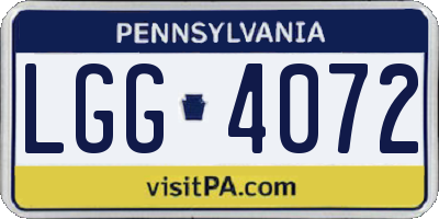 PA license plate LGG4072