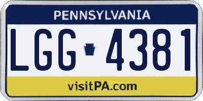 PA license plate LGG4381