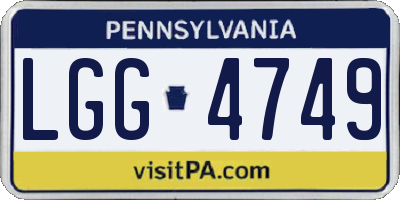 PA license plate LGG4749