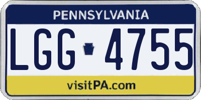 PA license plate LGG4755