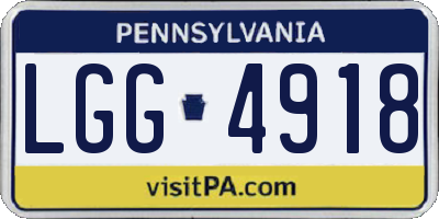 PA license plate LGG4918