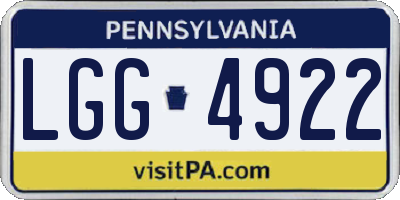 PA license plate LGG4922