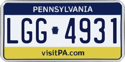 PA license plate LGG4931