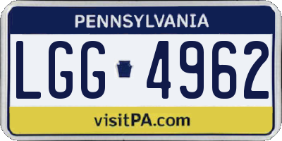 PA license plate LGG4962