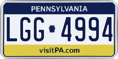 PA license plate LGG4994