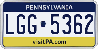 PA license plate LGG5362