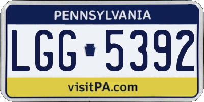 PA license plate LGG5392