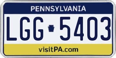 PA license plate LGG5403