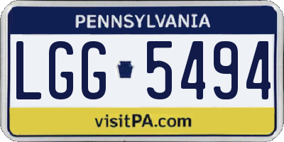PA license plate LGG5494