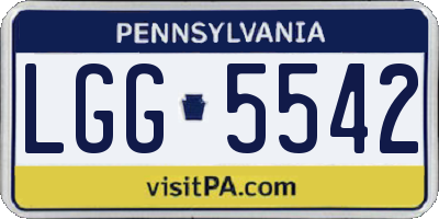 PA license plate LGG5542