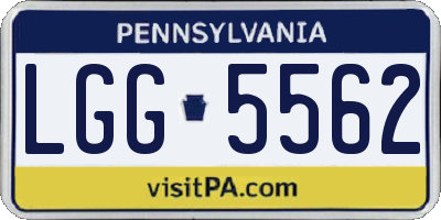 PA license plate LGG5562