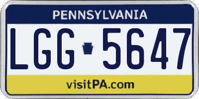 PA license plate LGG5647
