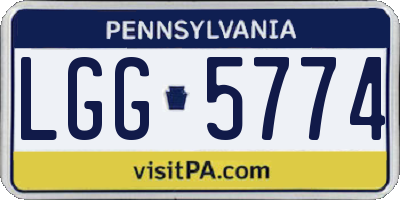PA license plate LGG5774
