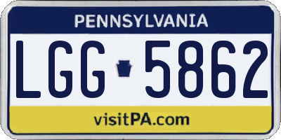 PA license plate LGG5862