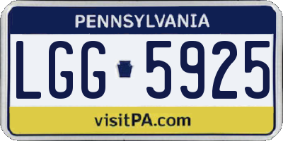 PA license plate LGG5925