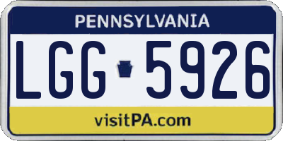 PA license plate LGG5926