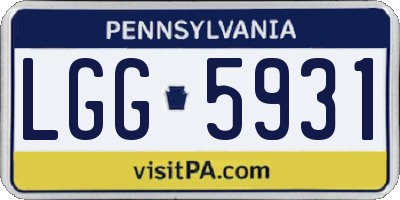 PA license plate LGG5931