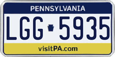 PA license plate LGG5935