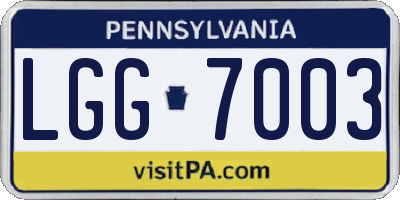 PA license plate LGG7003