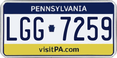 PA license plate LGG7259