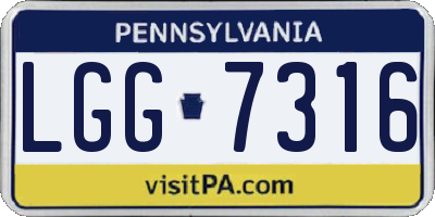 PA license plate LGG7316