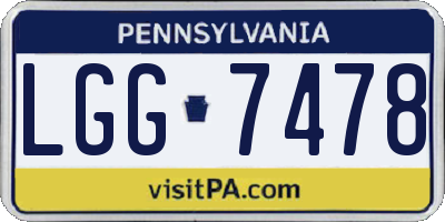 PA license plate LGG7478