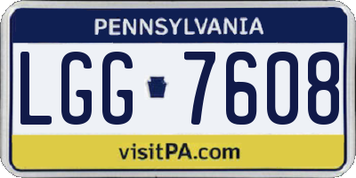 PA license plate LGG7608