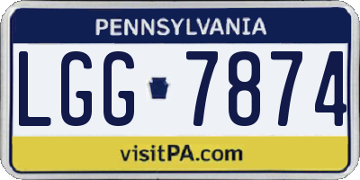 PA license plate LGG7874