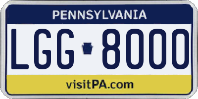PA license plate LGG8000