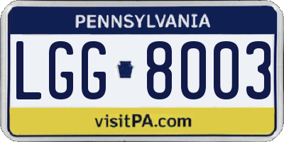 PA license plate LGG8003