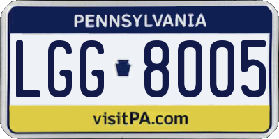 PA license plate LGG8005