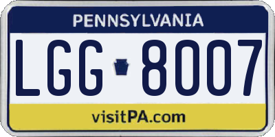 PA license plate LGG8007