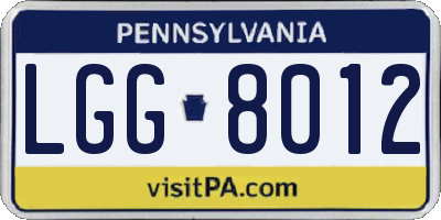 PA license plate LGG8012