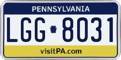 PA license plate LGG8031