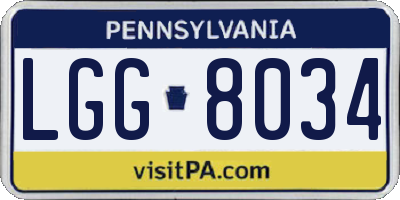 PA license plate LGG8034