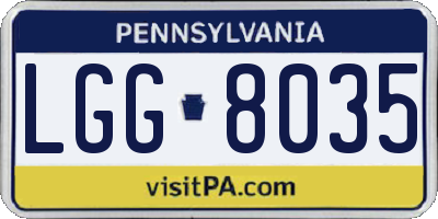 PA license plate LGG8035