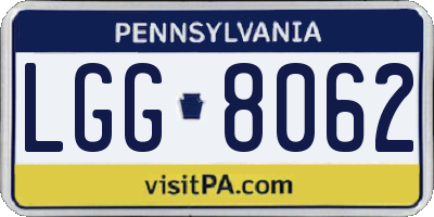 PA license plate LGG8062