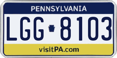 PA license plate LGG8103