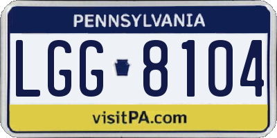 PA license plate LGG8104