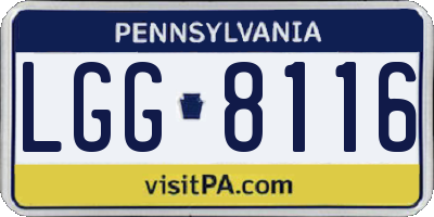 PA license plate LGG8116