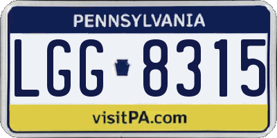 PA license plate LGG8315