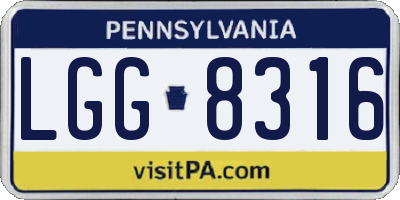 PA license plate LGG8316