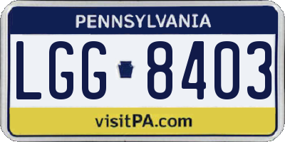 PA license plate LGG8403