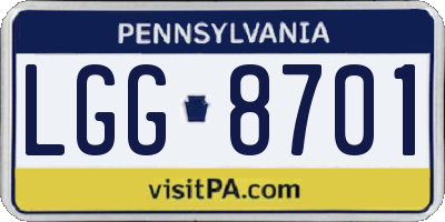PA license plate LGG8701